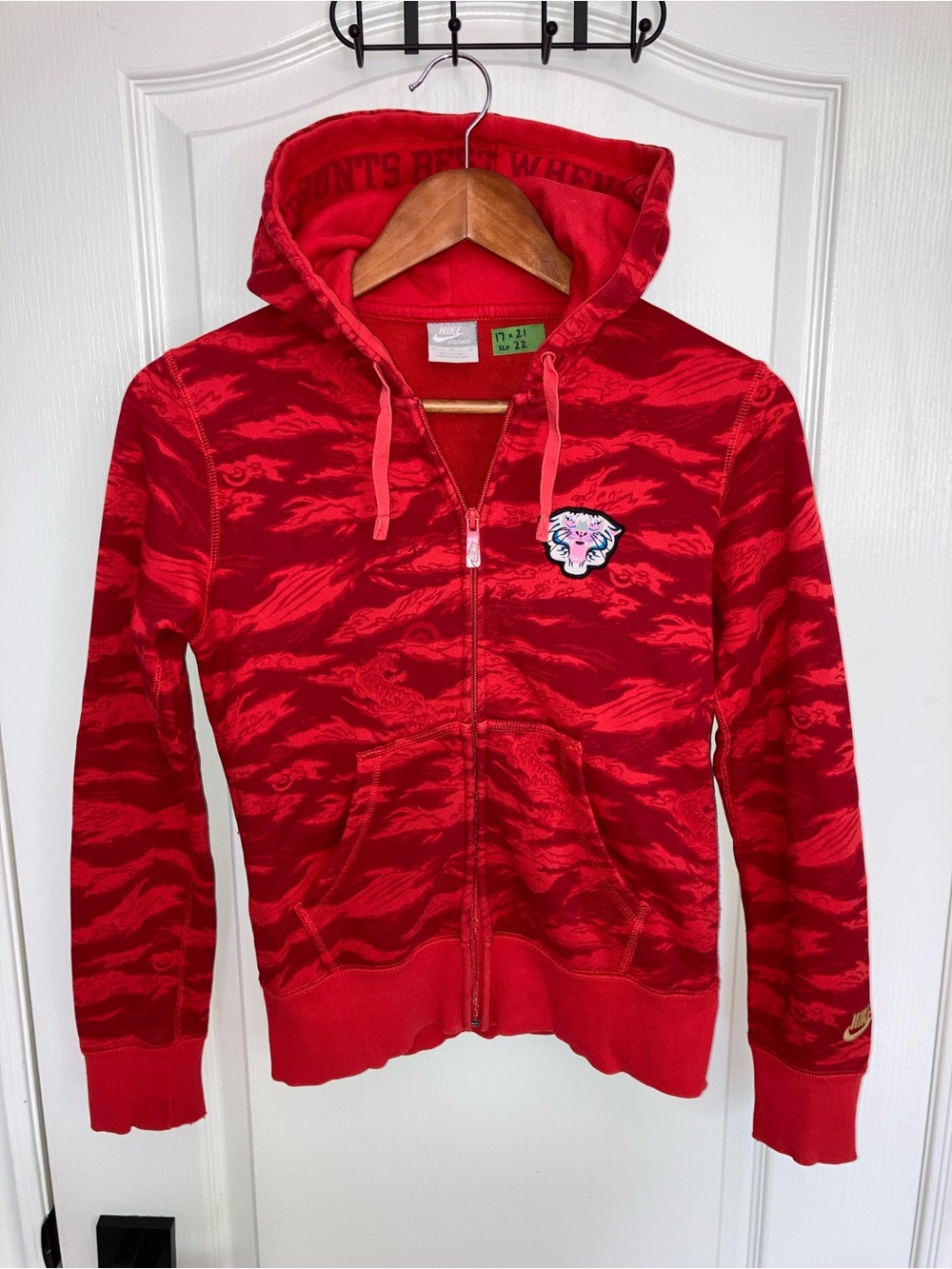 Nike Kids Red Tiger Zip Up Hoodie - size M